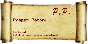 Prager Patony névjegykártya